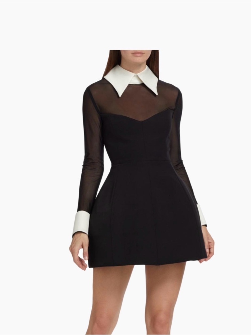 Bronx and Banco Black Mini Dress with White Collar & Cuffs